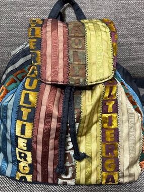 RARE Jean Paul Gaultier Multicolor Velvet Lettering Mini Backpack